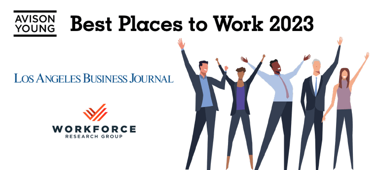 Avison Young named as one of the 2023 Best Places to Work in Los Angeles by Los Angeles Business Journal and Workforce Research Group