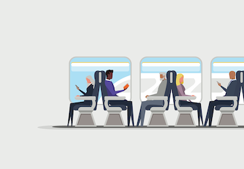 illustration of commuters sitting on a train