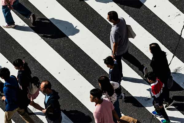 pedestrians in a crosswalk