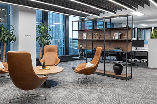 a casual meeting space in Avison Young's Toronto headquarters