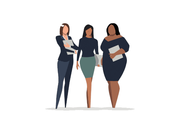 illustration of three female commercial real estate colleagues