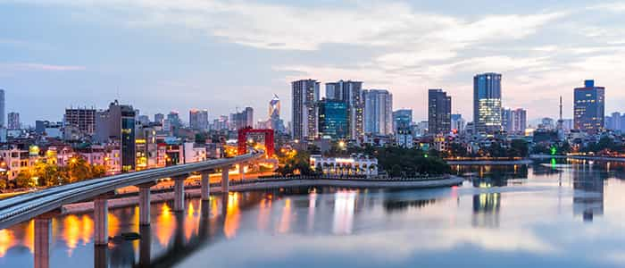 Hanoi skyline at dusk