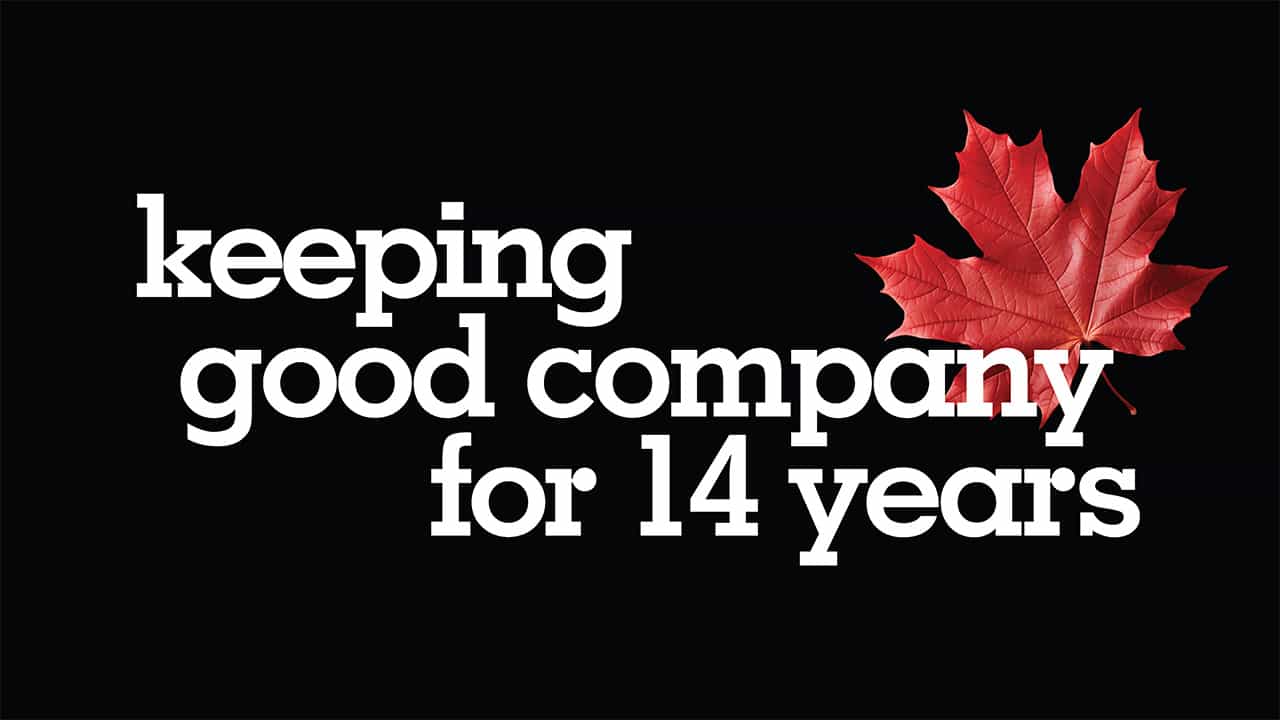 a graphic with an image of a maple leaf and the text 