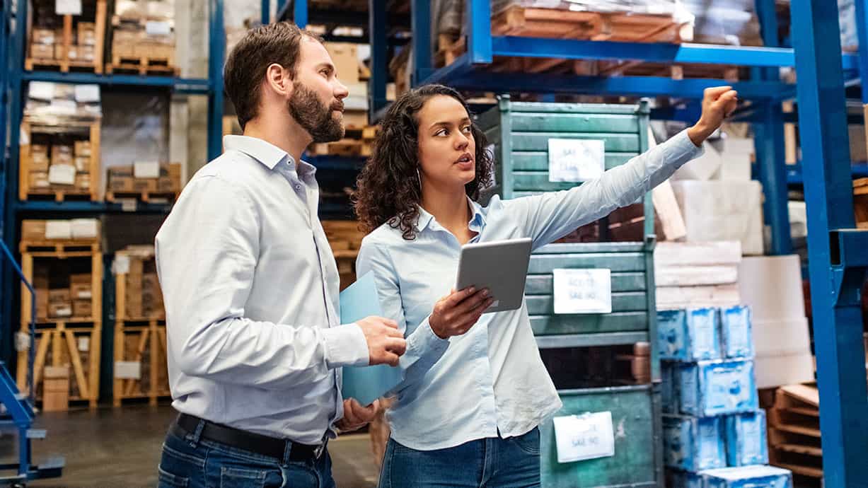 Two warehouse professionals