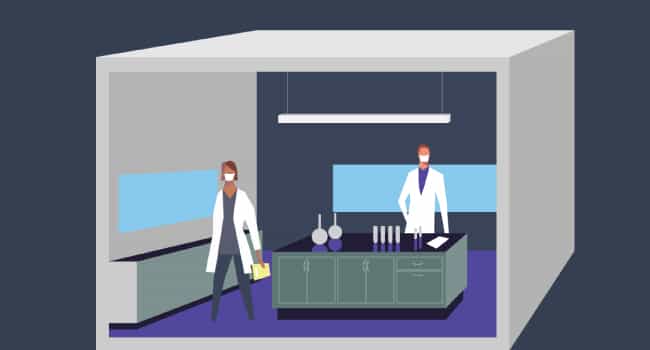 illustration of scientists in a lab