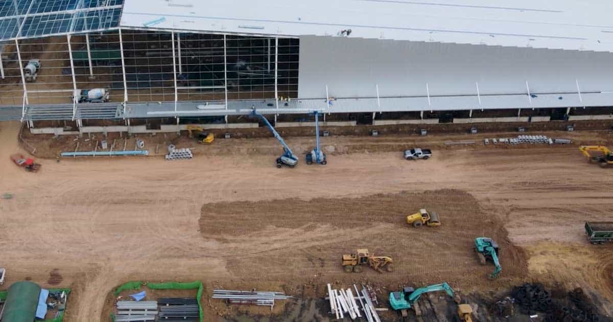 An industrial building under construction