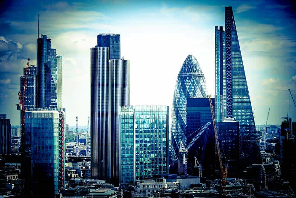 An image of skyscrapers in The City of London