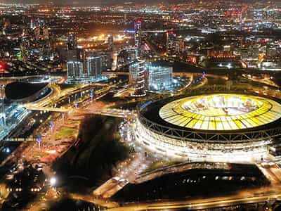 Night view of Queen Elizabeth Olympic Park