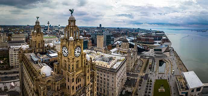 Aerial image of Liverpool's skyline