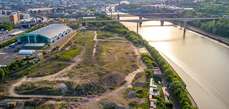 An aerial image of the Forth Yards regeneration scheme