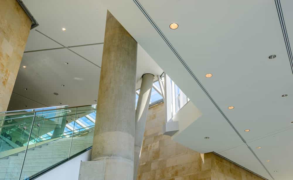 An image of a staircase inside an office atrium