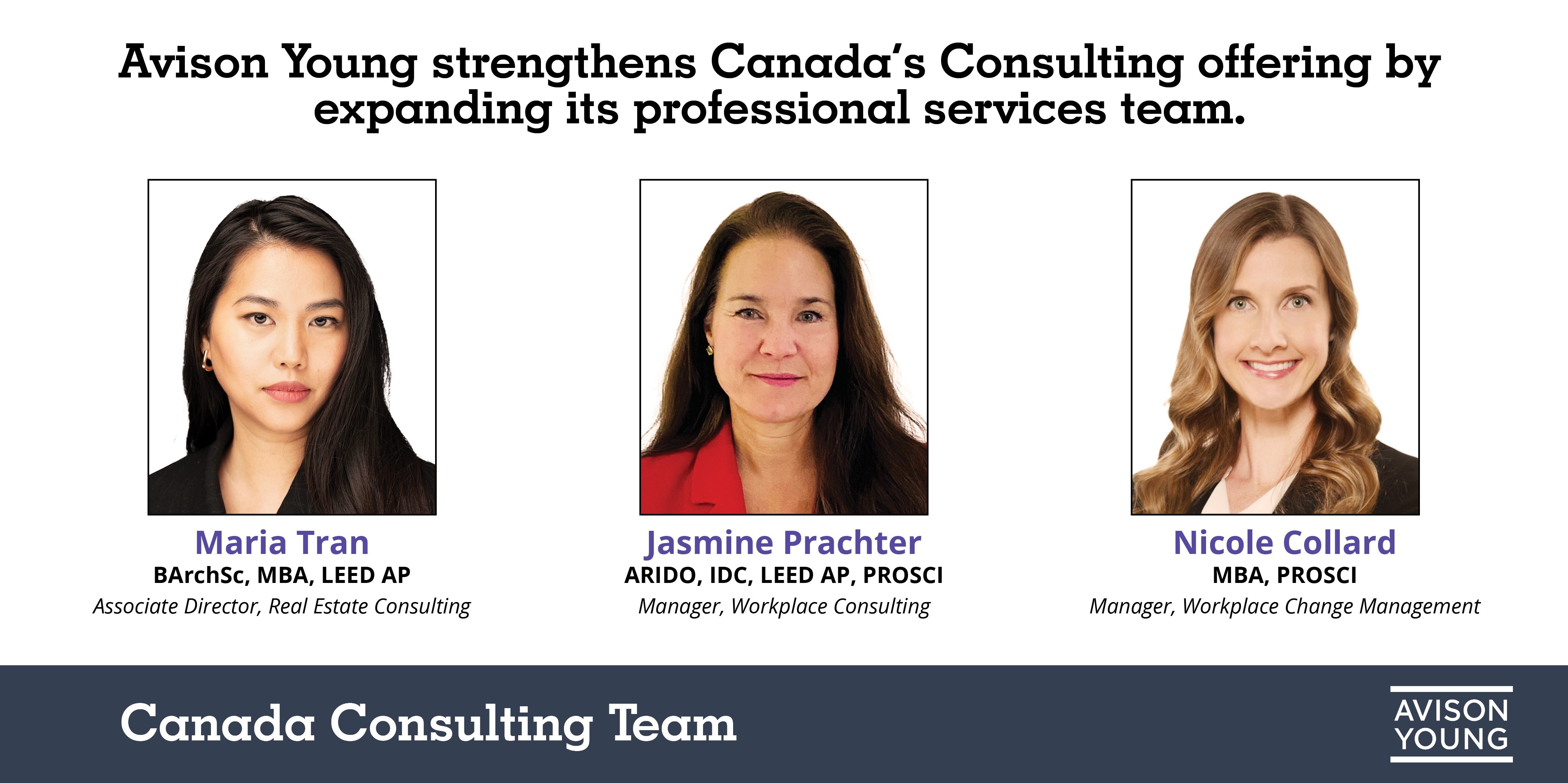 Avison Young strengthens Canada's Consulting offering by expanding its professional services team.